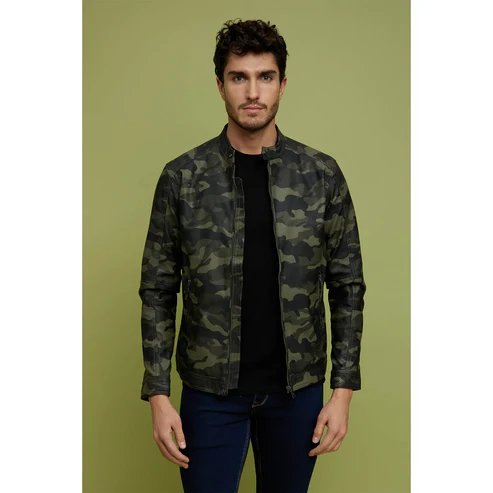 Regular Fit Polyester Green Jacket