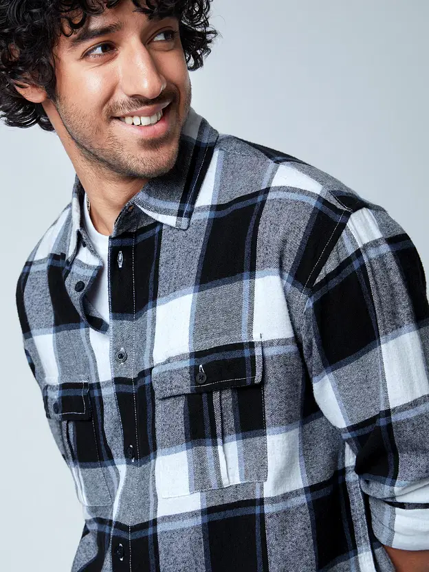 Plaid  Grey White