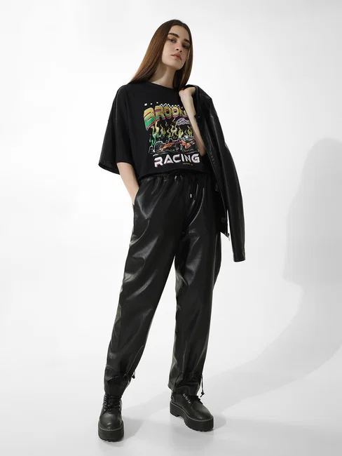 Black Printed Oversized T-shirt