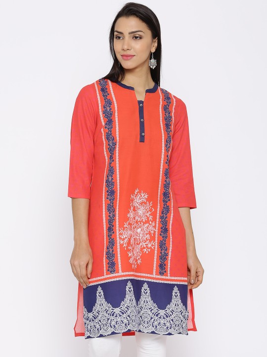 Aurelia Orange Printed Kurta