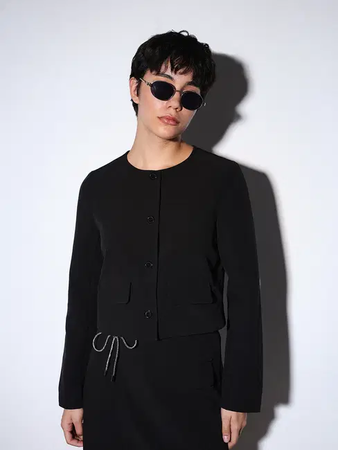 Black Tailored Short Co-ord Set Jacket