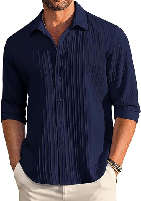 CB-COLEBROOK Men Casual Button Down Shirts Long Sl