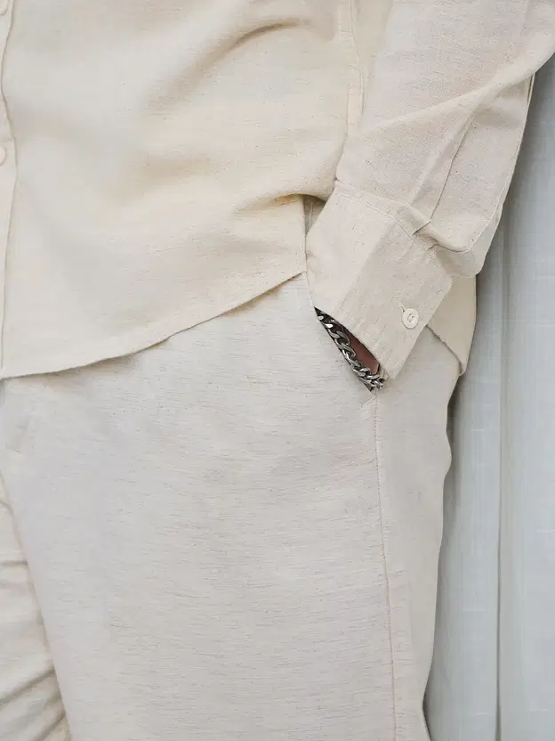 Cotton Linen Pants Ecru