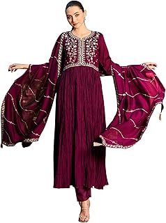 Dark Blue Floral Kurta & Pant Set for Women Pure C