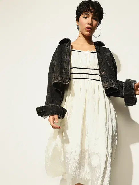 Cream Strappy Midi Dress