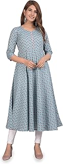 Jaipuri Cotton Floral Printed Anarkali/Flared Kurt