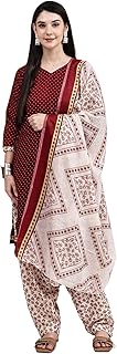 Maroon Cotton Blend Printed Ready to Wear Patiala 