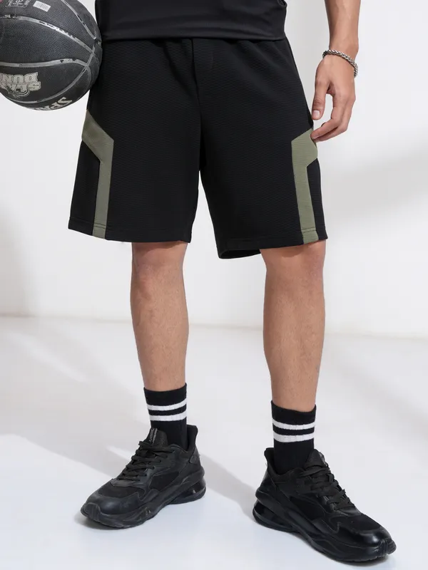 Men Black Regular Shorts