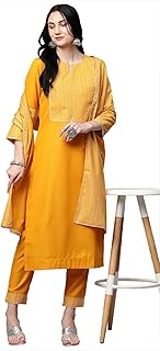 Madhuram Womens Pure Cotton Straight Kurta and 3/