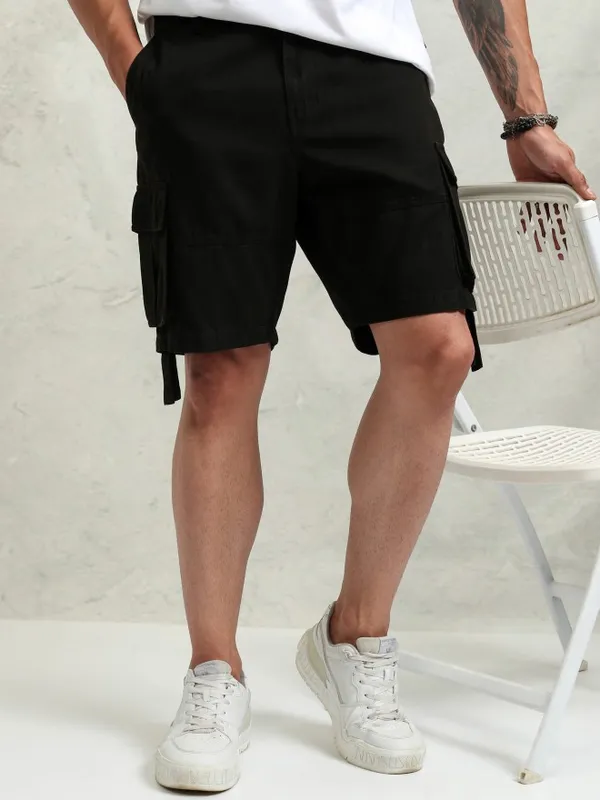 Men Black Cargo Shorts