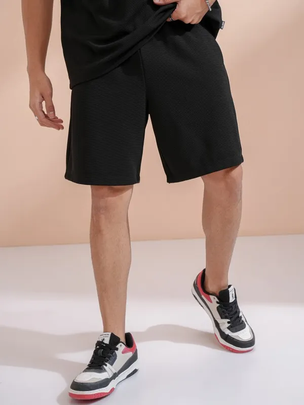 Men Black Loose Fit Regular Shorts