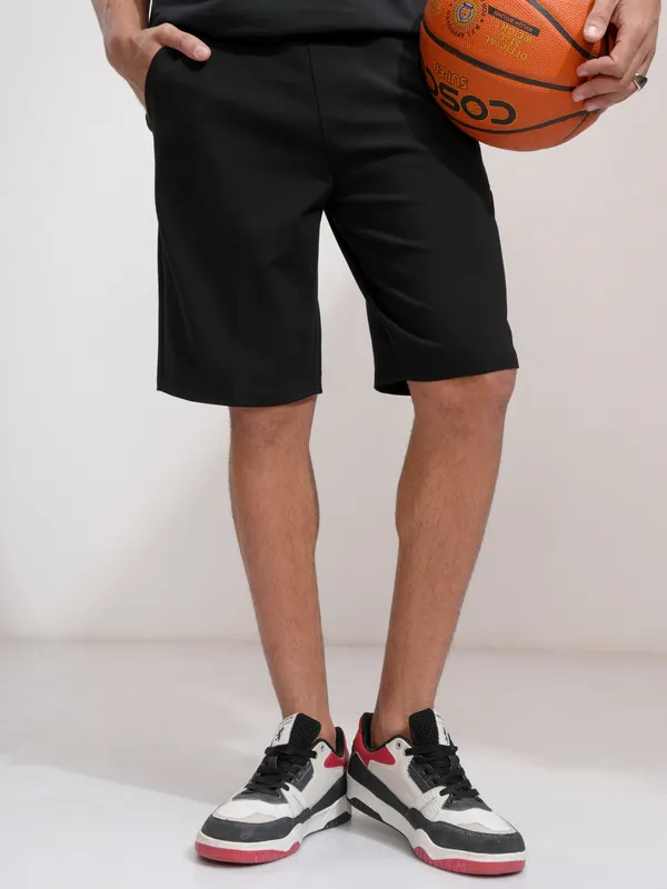 Men Black Regular Fit Shorts
