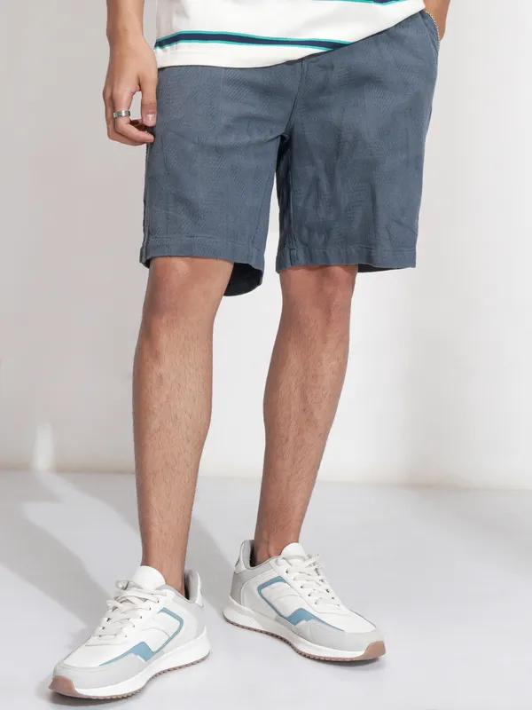 Men Blue Cotton Shorts