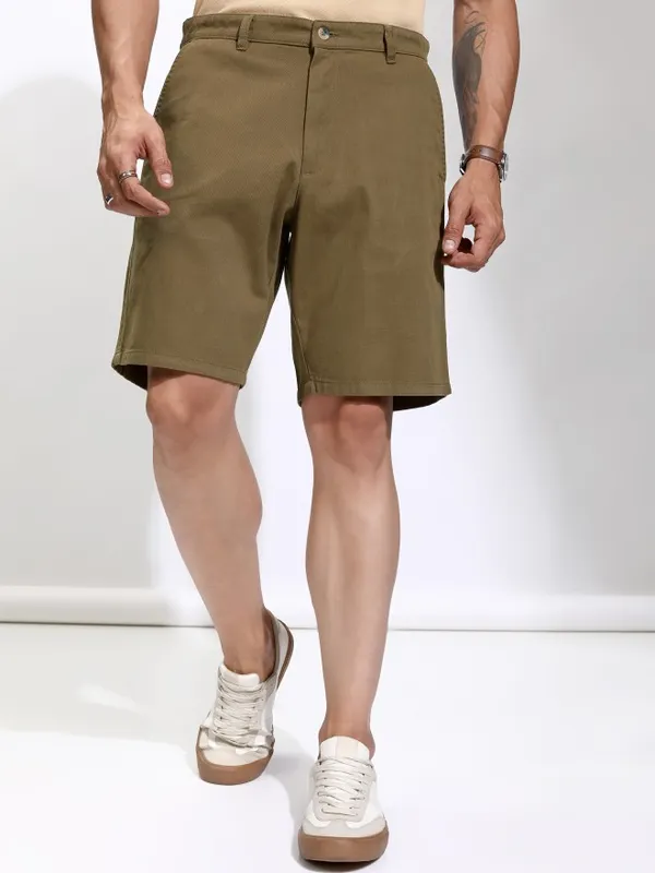 Men Brown Regular Fit Chinos Shorts