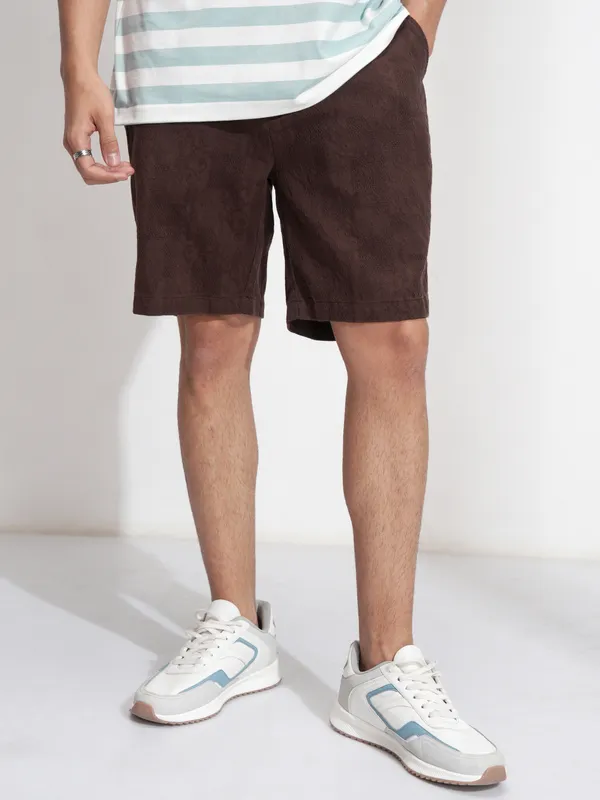 Men Brown Cotton Shorts