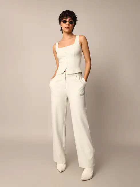 LIGHT GREEN HIGH RISE PANT