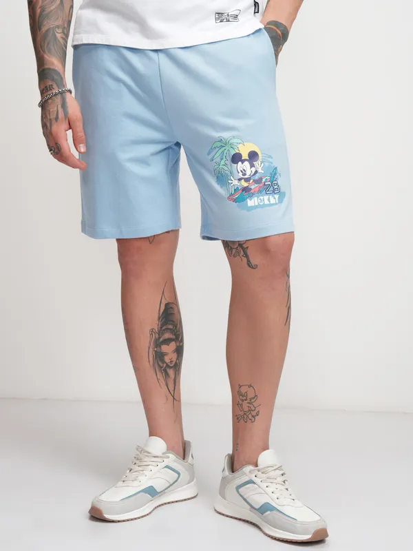 Men Blue Mickey Mouse Regular Shorts