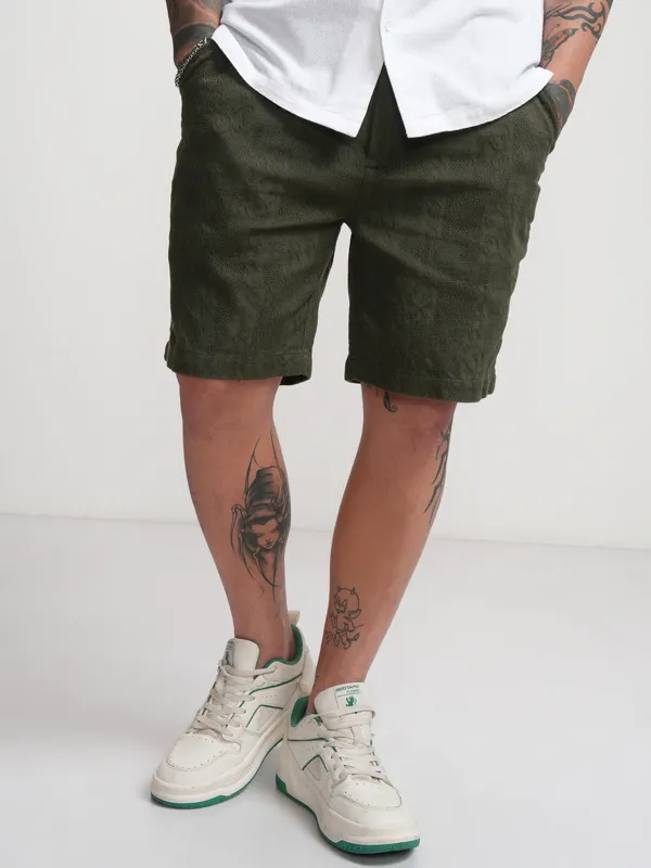 Men Olive Regular Shorts 