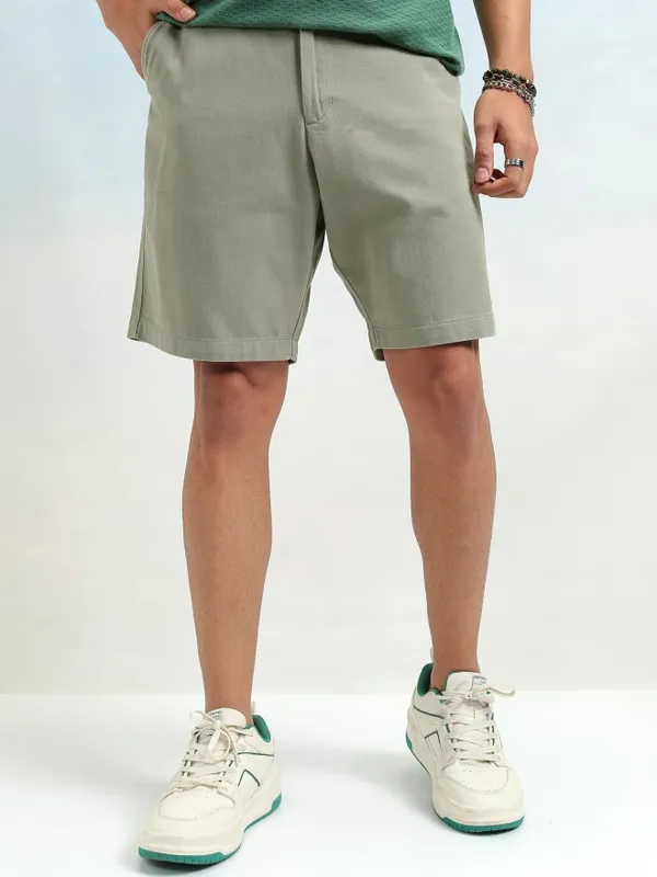 Men Green Regular Fit Shorts