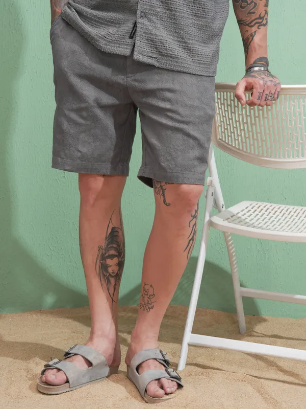 Men Grey Regular Fit Shorts
