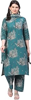 Polyester Women Foil Printed Kurta Pant with Dupat