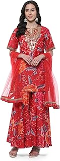 Red Pure Cotton Kurta & Pant Set for Women Ethnic 
