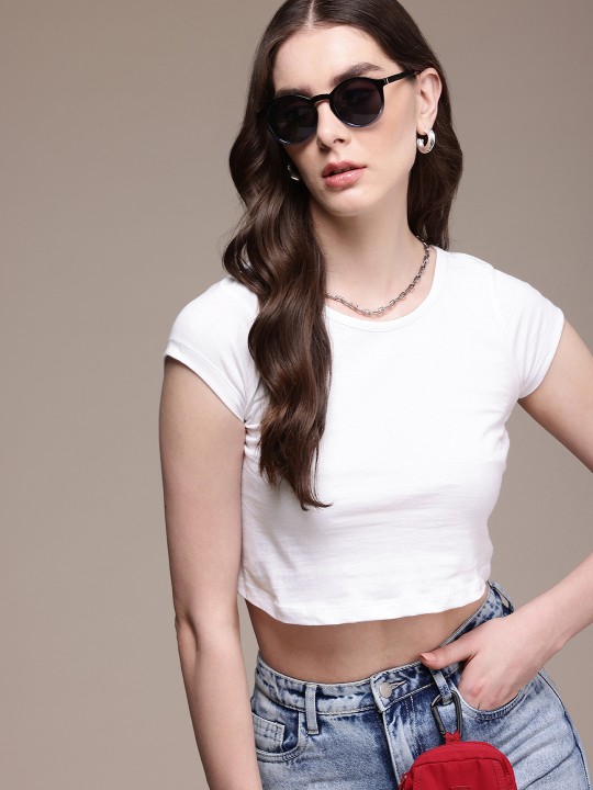 The Life Co. Cap Sleeves Pure Cotton Slim Fit T-sh