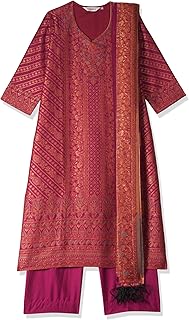 Women Art Silk Straight Kurta Pants Suit Set