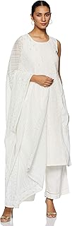Women A-Line Cotton Blend Kurta Set with Trousers