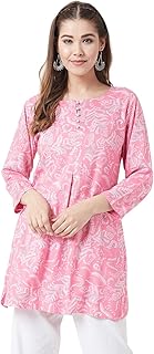 Women Baby Pink & White Printed Tunic