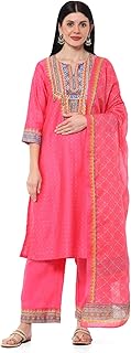 Women Cotton Blend Kalidar Kurta Salwar Suit Set