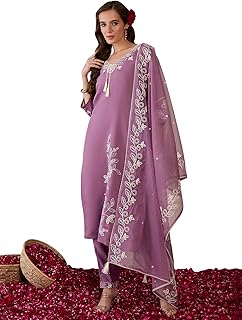 Women Cotton A-Line Kurta Slim Pant Suit Set