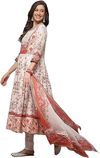 Women Cotton Floral Straight Kurta with Dupatta & 