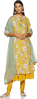 Women Cotton Blend Printed Suit Set(SKDDABU9026_Bl