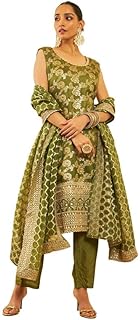 Women Cotton Crushed Kalidar Kurta Churidar Suit S