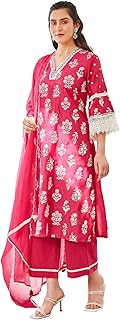 Women Embroidered Kurta & Palazzo Suit Set Premium