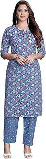 Women Floral Ajrakh Printed Kurti Jaipuri Sanganer