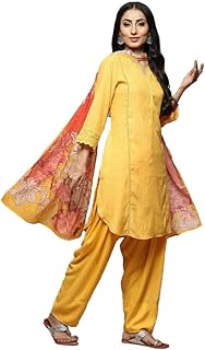 Women Dark Blue Crepe Printed Salwar Suit