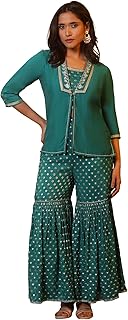 Women Embroidered Cotton Anarkali Kurta Churidar S