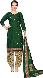 Women Green Cotton Printed Ready To Wear Patiala S