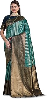 Women Kanchipuram Style Art Silk Saree Color : Pin