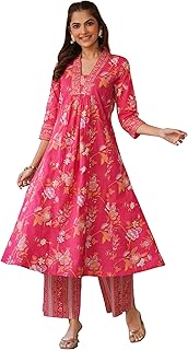 Women Pink & Off White Leheriya Print Mirror Work 