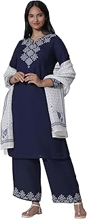 Women Polyester Asymmetric Kurta Palazzo Suit Set
