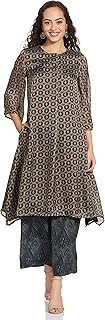 Women Poly Viscose Flared Printed Kurta Set