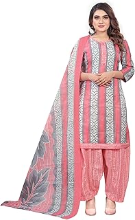 Women Peach & White Cotton Printed Ready To Wear P
