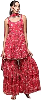 Women Polyester Straight Kurta Garara Suit Set