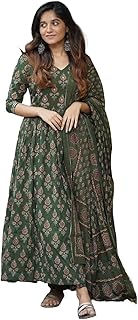 Women Printed Flared A-Line Kurta with Pant and Du