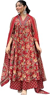 Women Rayon Viscose Anarkali Printed Kurta with Pa