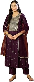 Women Viscose Kalidar Kurta Slim Pant Suit Set