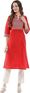 Womens Ankle Length Kurta Dress (Red-chunriPrint_